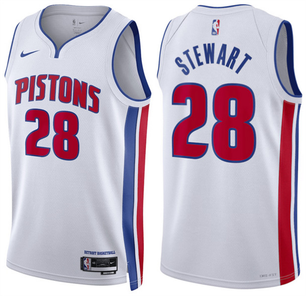 Men's Detroit Pistons #28 Isaiah Stewart White Association Edition Stitched Basketball Jersey